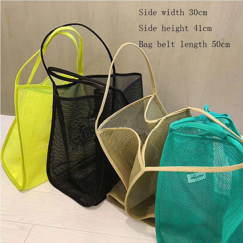 2022 New Ins Wind Transparent Mesh Shopping Bag Fashion Light and Versatile Large-capacity Portable Shopping Bag Beach Mesh Bag