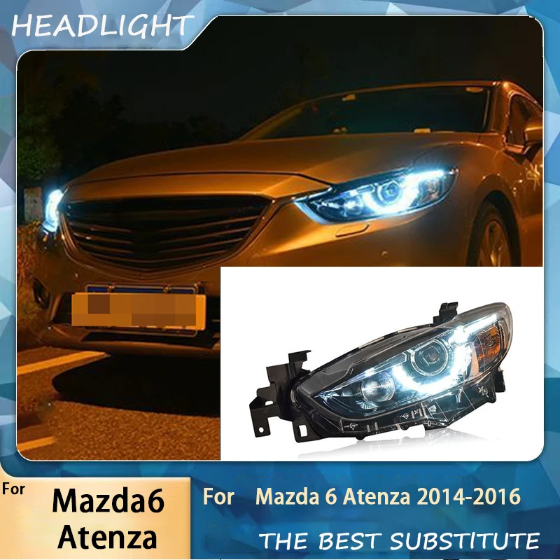 Car Headlights For Mazda 6 Atenza 2014-2019 LED Headlights Assembly Upgrade DRL Bicofal Lens Dynamic Signal Lamp Accessories