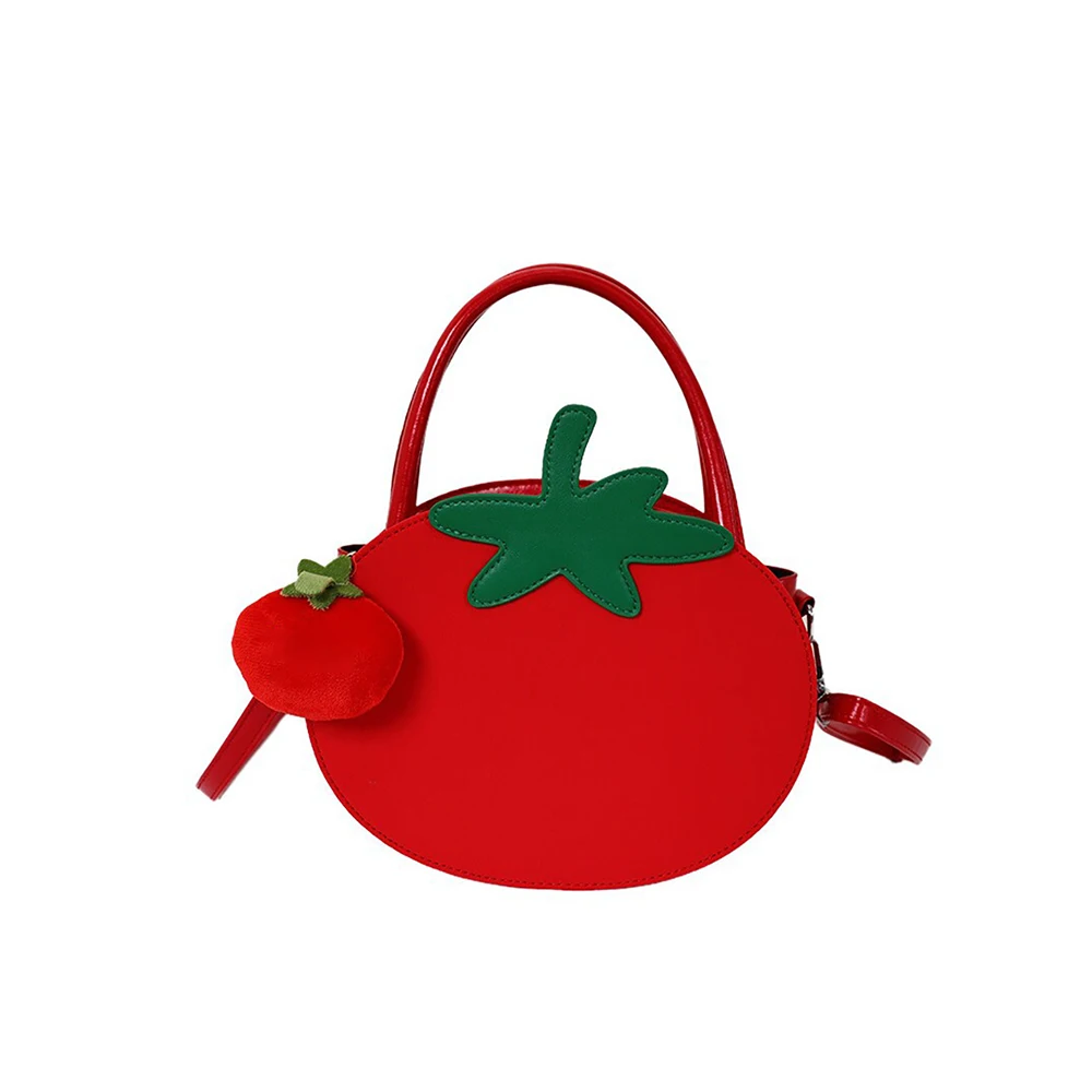 

Creative Tomato Shape Handbags for Women Glossy PU Leather Zipper Crossbody Bag Korean Cute Ins Daily All-Match Shoulder Bags