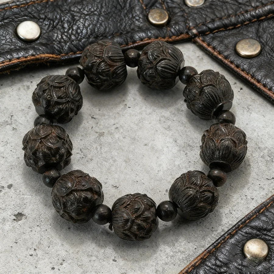 Noter Handmade Wenge Peach Wood Tibetan Bracelet For Men Positive Energy Meditation Healing Strand Braslet Anti Evil Accessories