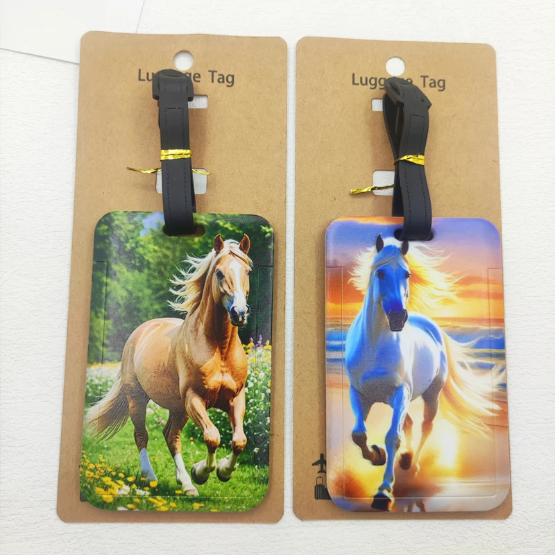 غرامة الحصان الأمتعة التسمية الرجال السفر الأمتعة العلامة الأولاد حقيبة معرف عنوان حامل الأمتعة الصعود المحمولة حقيبة تذكرة #4