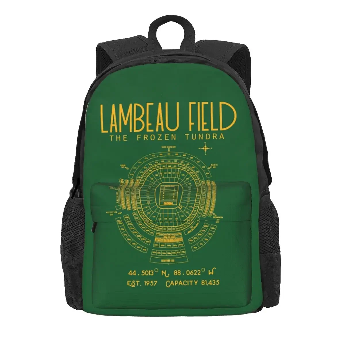 Green Bay Packers Lambeau Field Stadium Backpack Daypack Large Capacity Kids BookBag School Bag Shoulder Bags for Men Women
