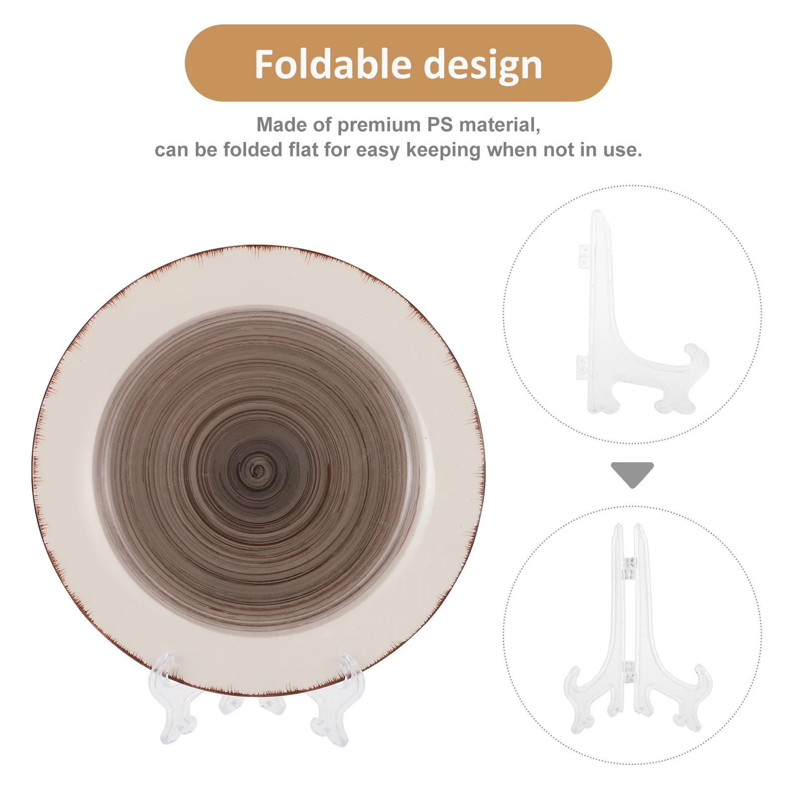 

12pcs Foldable Plate Rack Dish Holder Display Stand 5 Inch Plastic Easel Storage ganizer Kitchen Hotel Restaurant