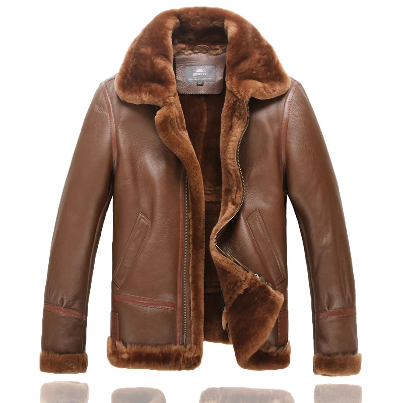 

Genuine Leather Men's Nature Fur Coat Male Flight Jacket Mens Hunting Suit Lapel Fur Winter Jacket 2022 Top Man De Cuero Genuino