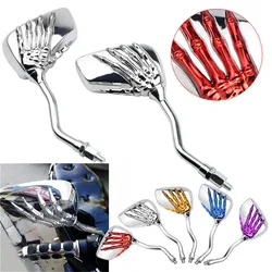 Universal Motorcycle 8mm 10mm Side Mirror Skull Hand RearView Mirrors Scooter For Harley Honda Suzuki Kawasaki