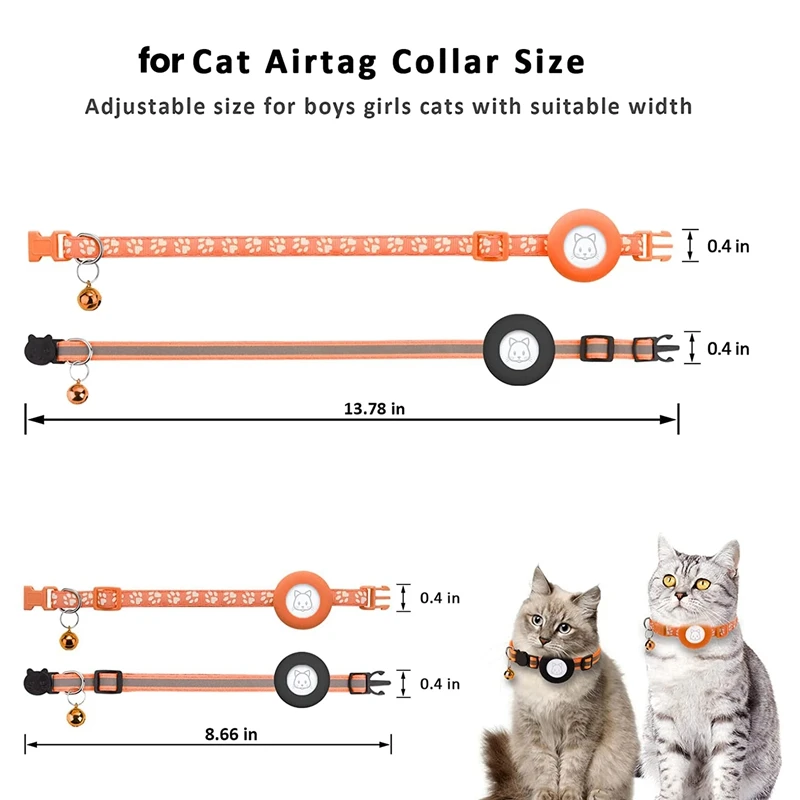 2Pack Cat Collar, For Air Tag Cat Collars With Safety Buckle And Removable Bell For Apple Airtag Small Pet Collar