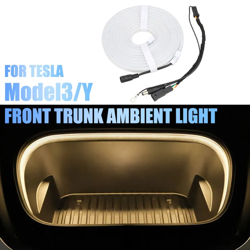 

1set Car Front Trunk Strip Modified Cargo Area Light Kits Car Atmosphere Light Easy Install 12V For Tesla Model 3/Y