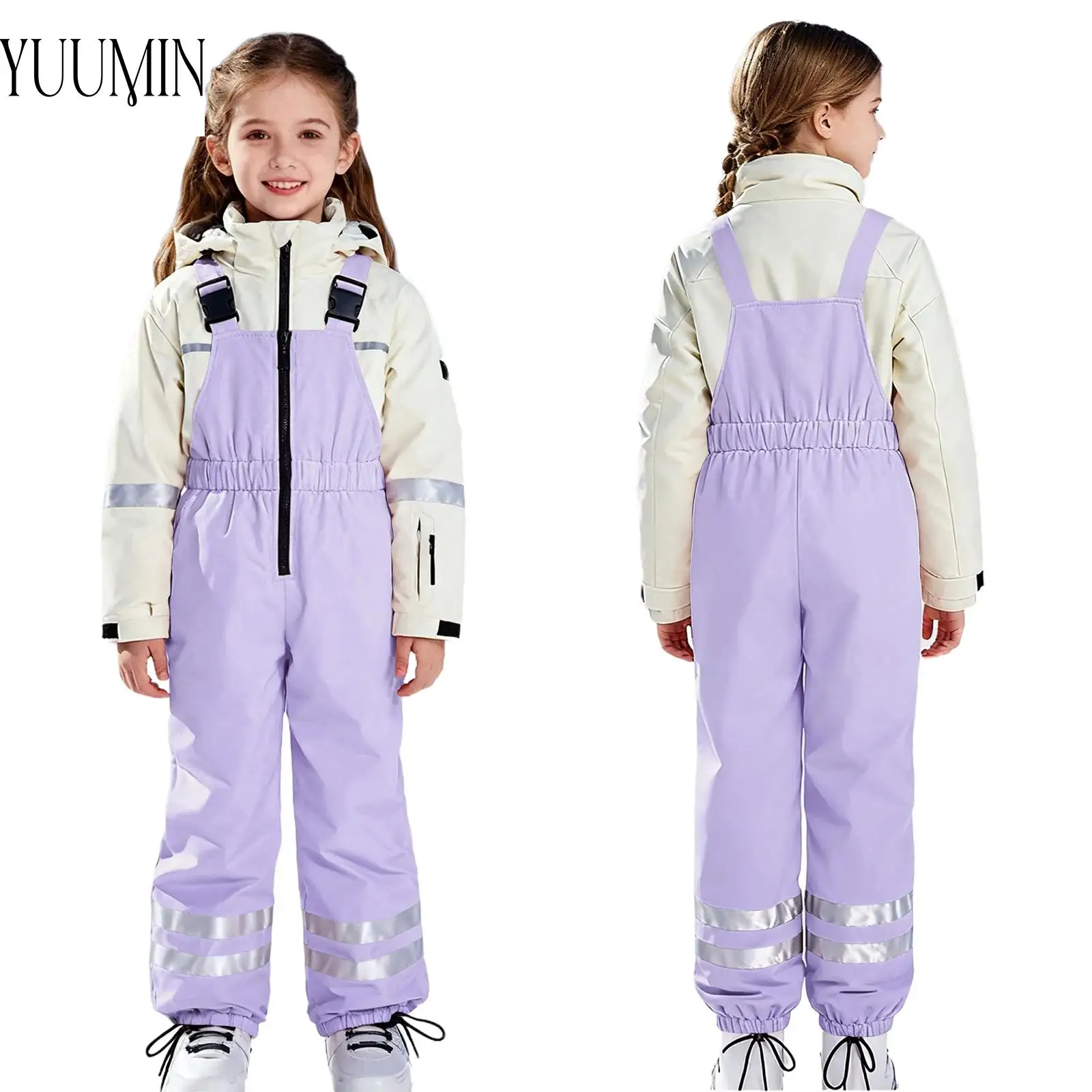 

Детские лыжные комбинезоны для девочек, лыжная одежда, водостойкий зимний комбинезон без рукавов с пряжкой на плечах, комбинезон для занятий спортом, сноуборда