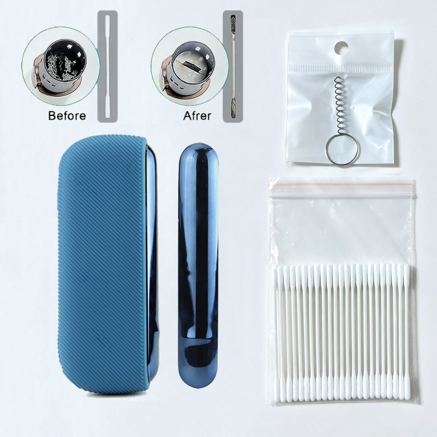 1Kit Silicone Protective Case for iqos illumia /umia Side Door Cover +20pcs Cleaning Stick + 1pc Cigarette cartridge extractor
