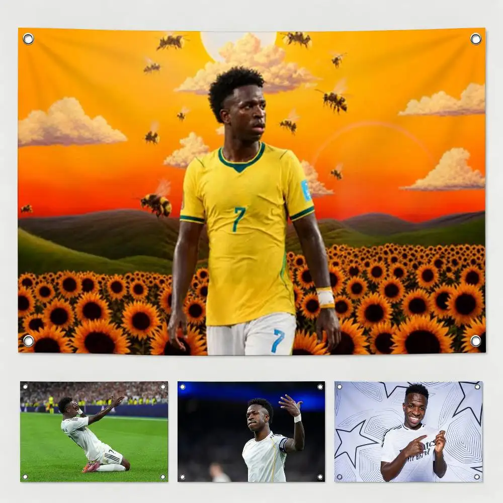 Football star V-Vinicius Jr  Flags Wall Hanging Tapestry Outdoor Garage Room Decorative flag Background Blanket