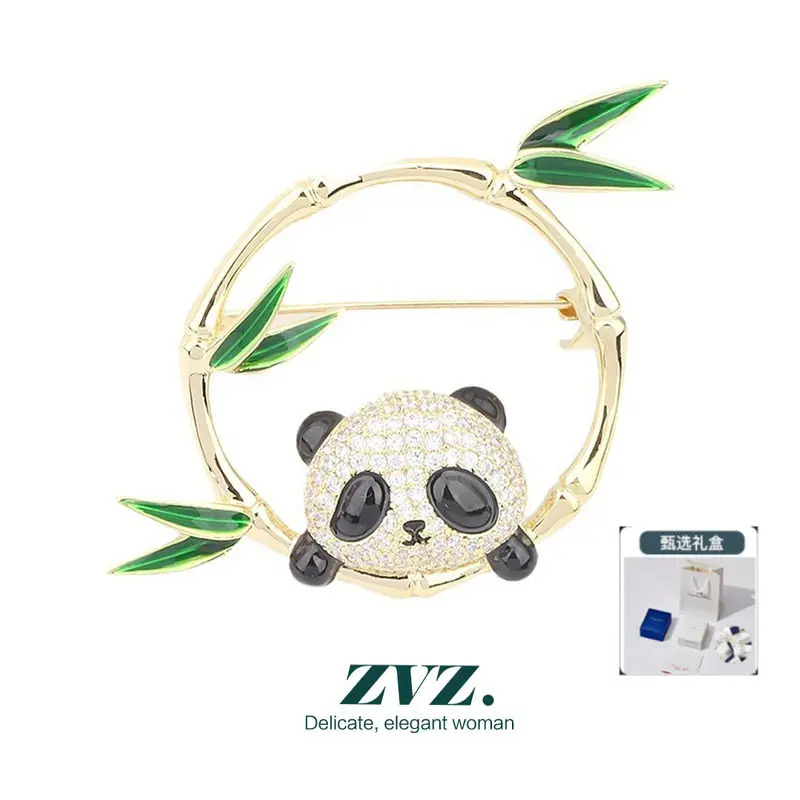 Cute Panda Brooch for Women, Chinese Style, High-End Lapel Pin, Unique Design, Symbol of Rising Success, Perfect Gift