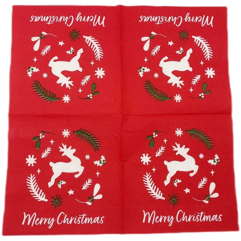 10/20pcs 33cm 2-Ply Red Christmas Deer Napkins Disposable Paper Placemats Ambient Paper for Party Decoration