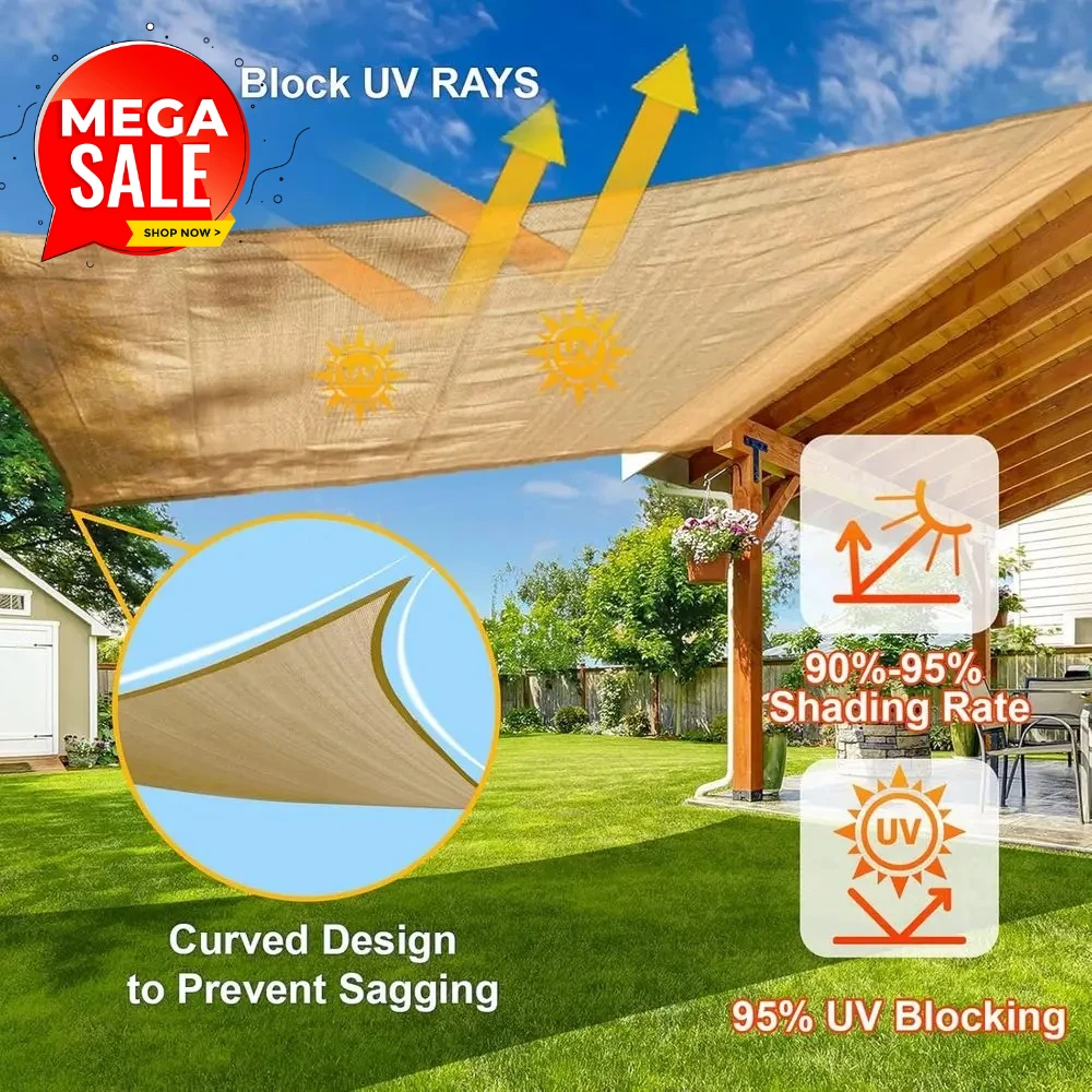 

7' x 20' Outdoor UV-Blocking Mesh Sail Shade for Patio, Deck, or Pergola (Custom Sizes Available)