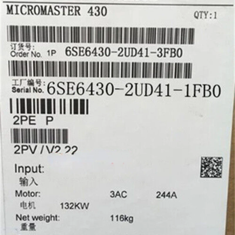 NEW 6SE6430-2UD41-1FB0 MICROMASTER 430 Secondary Moment 110kW Overload 110% 59S 6SE6 430-2UD41-1FB0