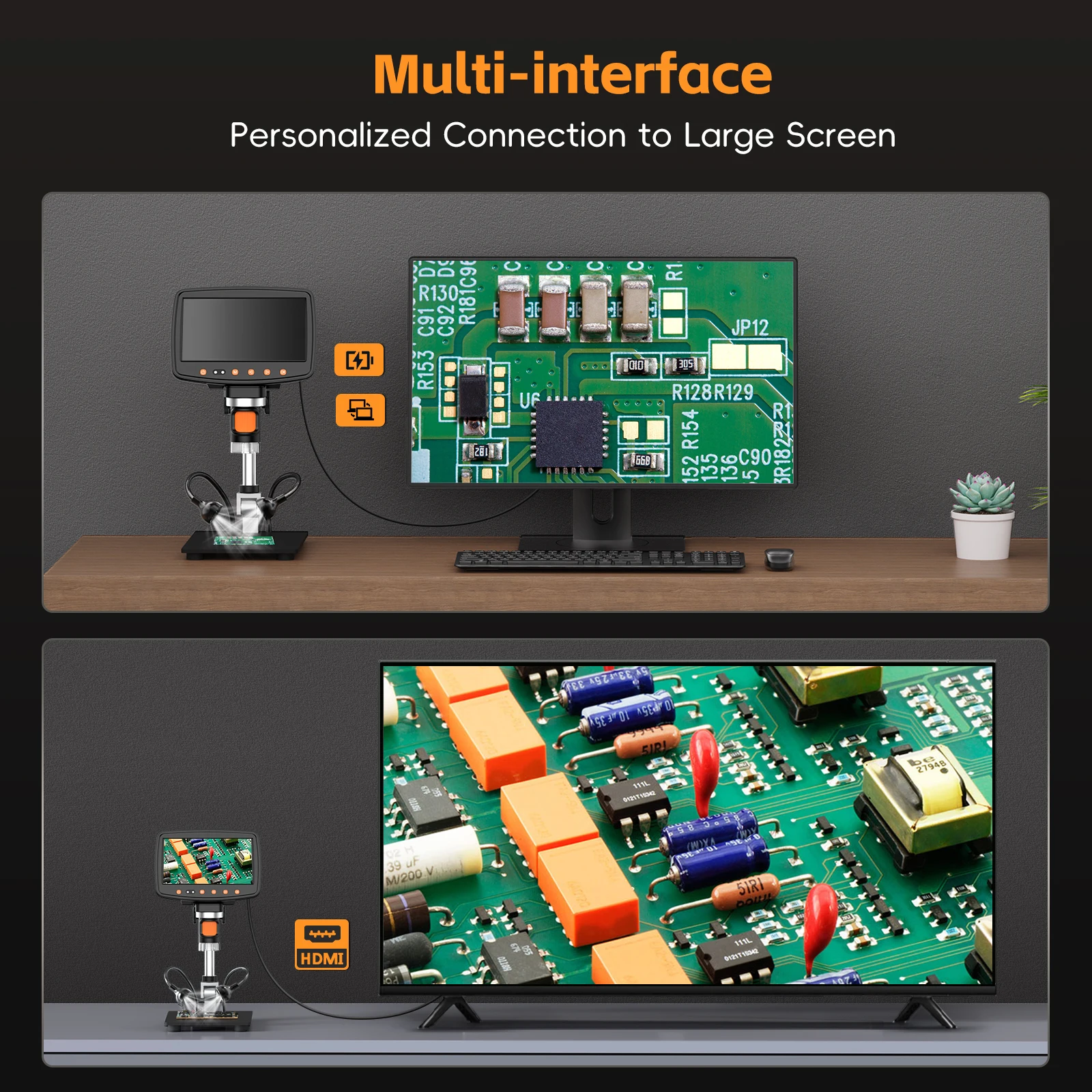 Hayve MS1 HDMI Digital Microscope with 7inch IPS Screen 1500X Magnification with 10LEDs Electron Microscopios For Repairing