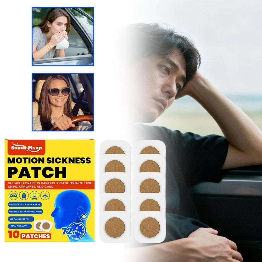 Herbal Motion Sickness Patches Non Drowsy 10pcs 72 Hours Lasting Anti Seasick Stickers For Car Airplane Travel Children Adults
