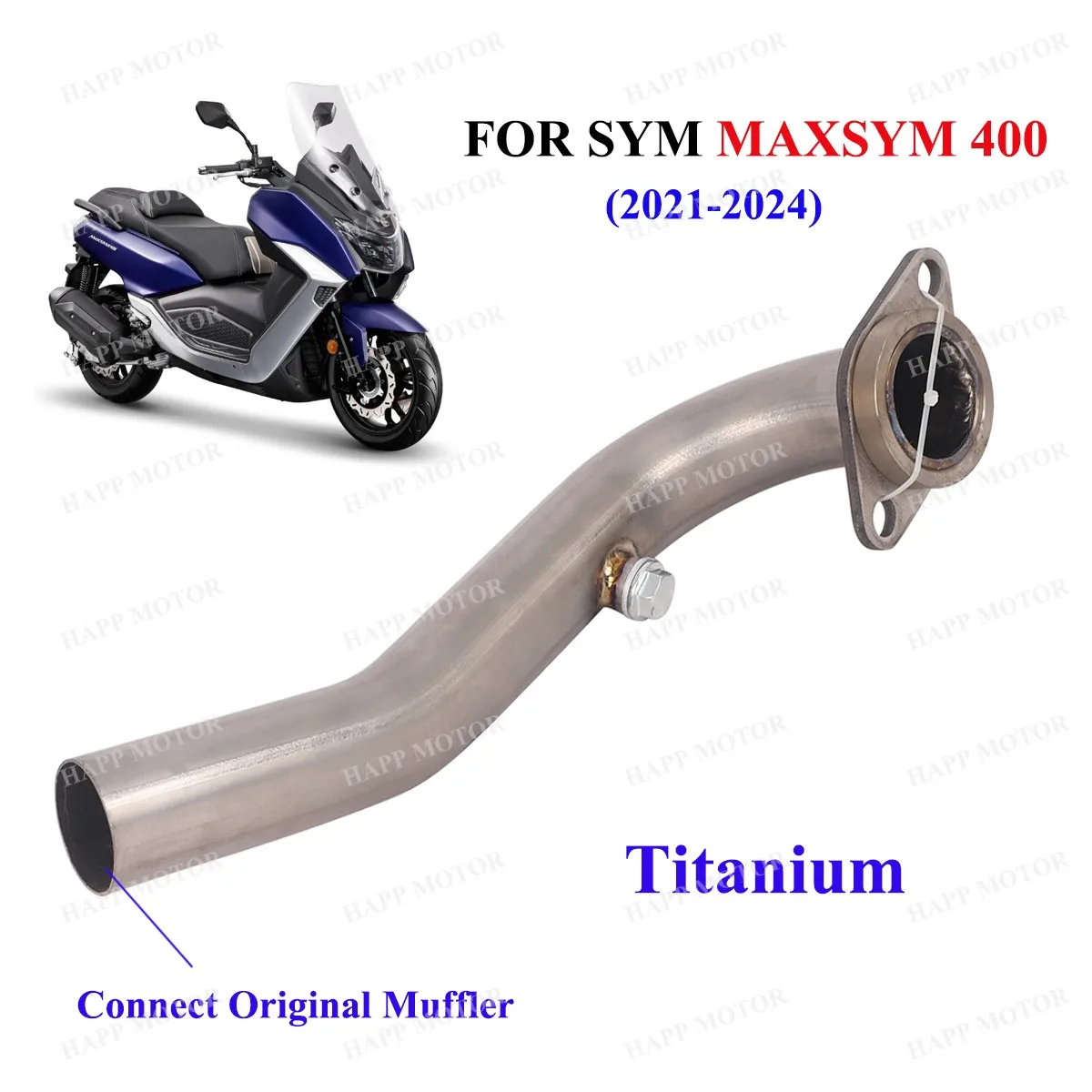 

Титановая передняя соединительная труба для SYM MAXSYM400 MAXSYM400i, выхлопная труба мотоцикла MAXSYM, оригинальный глушитель