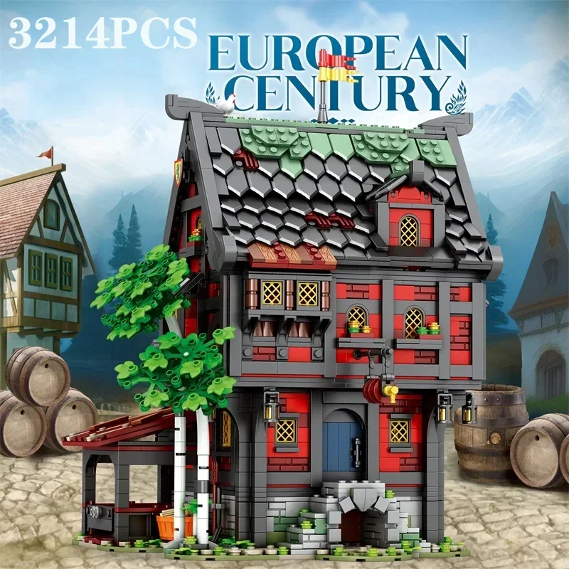 

3214PCS Crusader Hotel Building Blocks European Street View Hotel Building MOC Model Bricks Desktop Ornaments Kids Toys Gifts