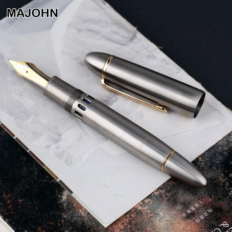 

MAJOHN Ti-P141 Titanium Alloy Piston Fountain Pen Metal Hammer Pattern Version Fountain Pen School Office Supplies Stationery