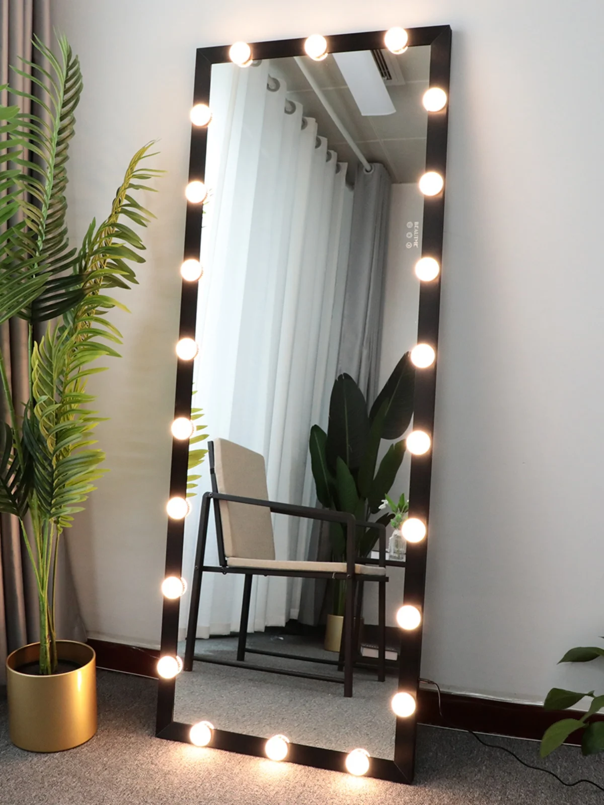 Smart LED full-length mirror full body wall hanging with lamp studio home fitting high definition floor mirror