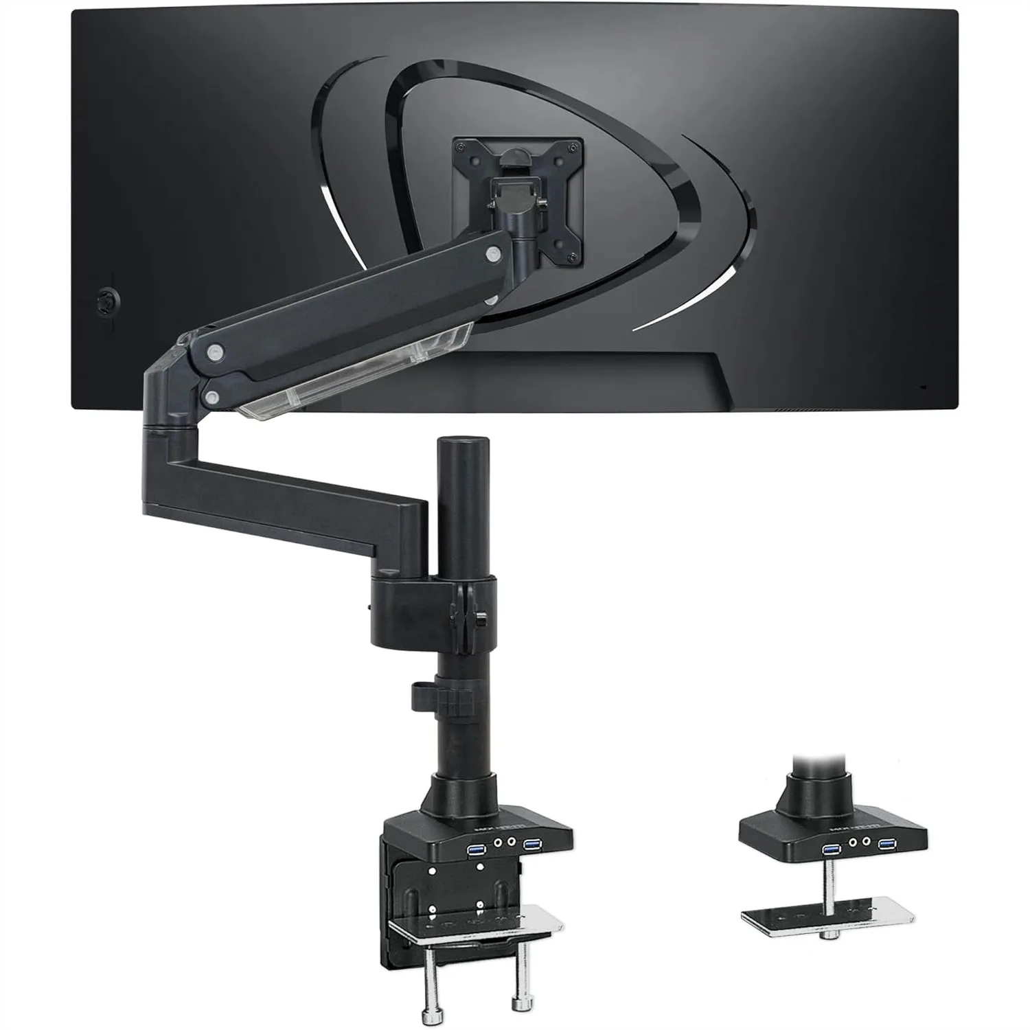 Ultrawide Monitor Arm, Heavy-Duty Gas Spring Desk Mount for 17-35" Curved Screens up to 33 lbs, Full Motion Height Adjustable