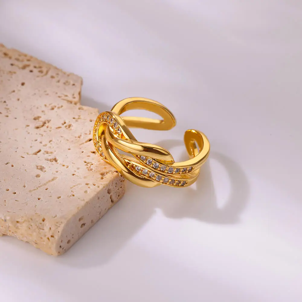 Fashion Zircon Infinity Symbol Rings For Women Gold Color Stainless Steel Adjustable Geometric Ring Wedding Jewelry Gift Femme