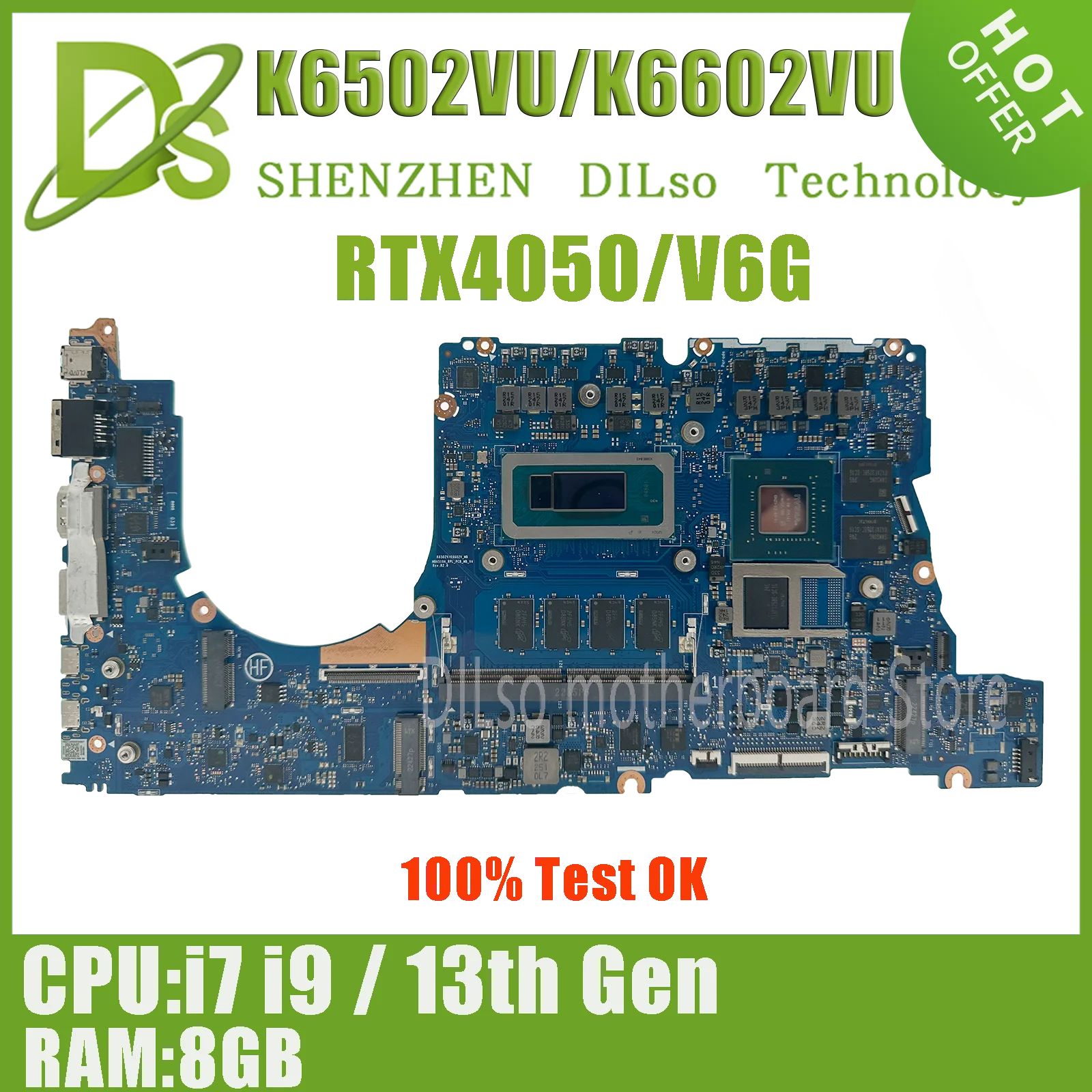 

KEFU Mainboard For ASUS K6502VU K6502VV K6502VJ K6602VU K6602VV K6602VJ S6602V V6602V Laptop Motherboard i7 i9 13th Gen