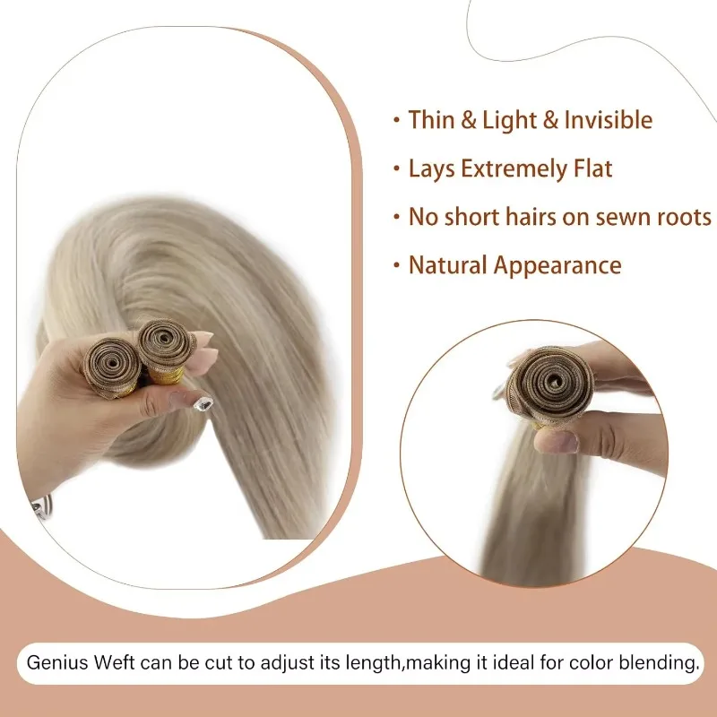 Haiyi straight gray blonde virgin stratum corneum hair weft yarn real hair extension genius human hair extension - Image 4