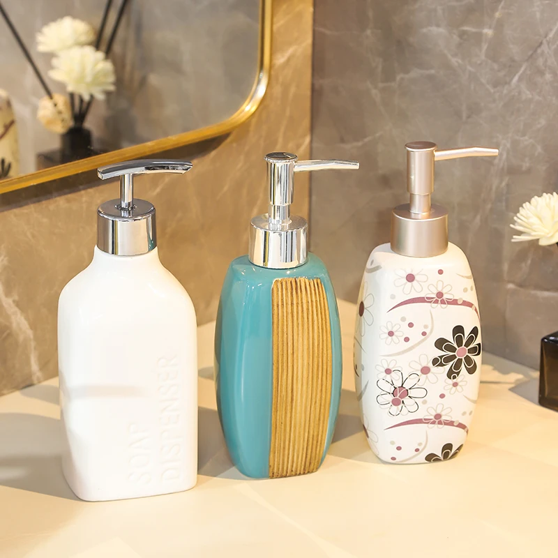 Light luxury letter print shower gel shampoo press dispensing bottle bathroom with hand sanitizer lotion pump