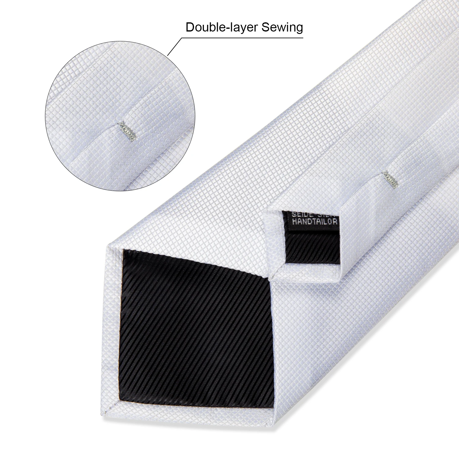 ربطات عنق من البوليستر الأبيض الصلب للرجال ، إكسسوارات بذلات حفلات الزفاف ، ربطة عنق ، أزرار أكمام منديل ، هدية للزوج ، 8: