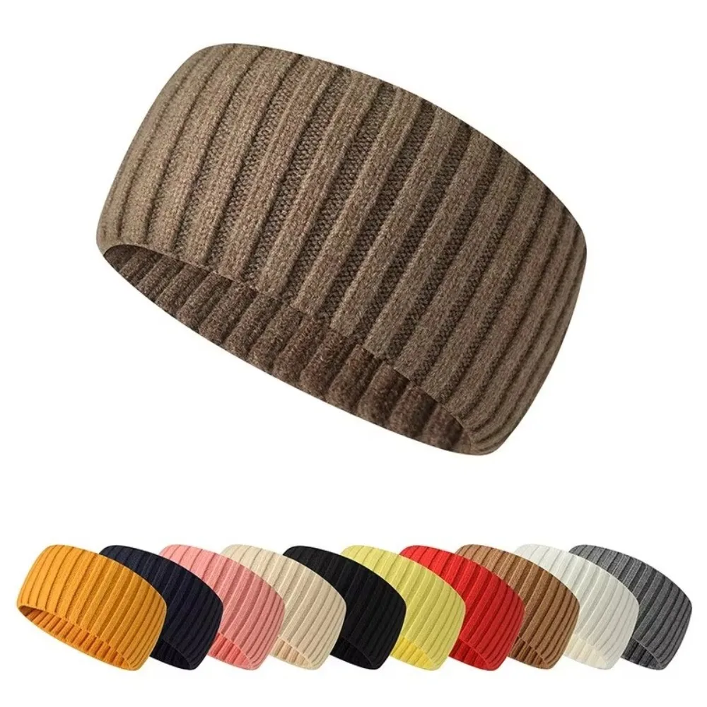 

Fashion Wide Knitted Headband Soft Warm Sports Hairbands Solid Color Breathable Elastic Headband Unisex