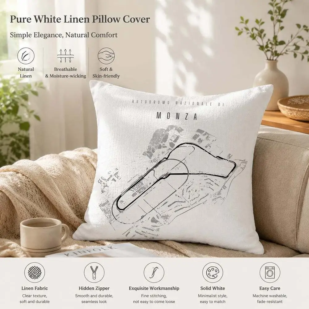 NURBURGRING Minimalist Race Track Cushion Cover 1/4PCS Linen Double-Sided Sofa Couch Bedroom Living Room Home Decor Pillow Case