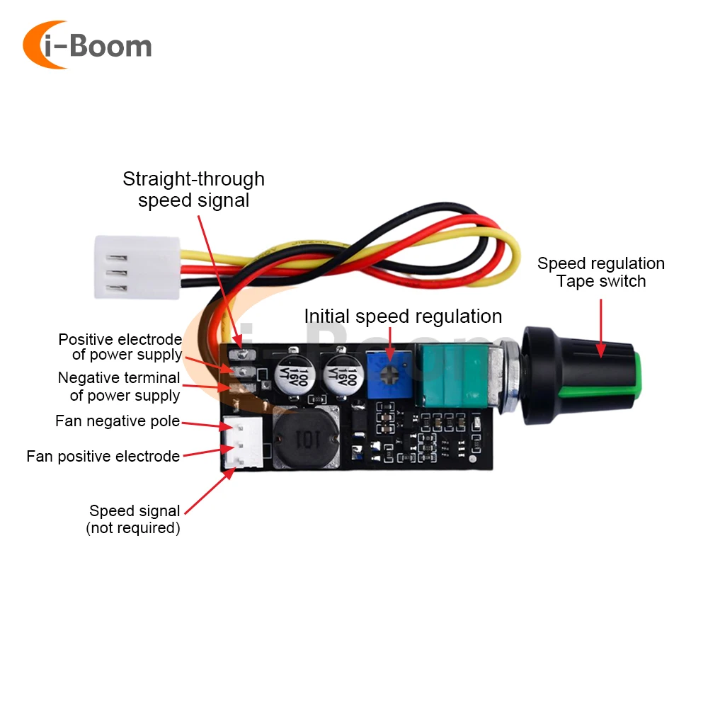 Adjustable PWM Fan Speed Controller with Knob Switch DC 5V 12V 2/3 Wire fan Speed Governor noise reduction can be shut down