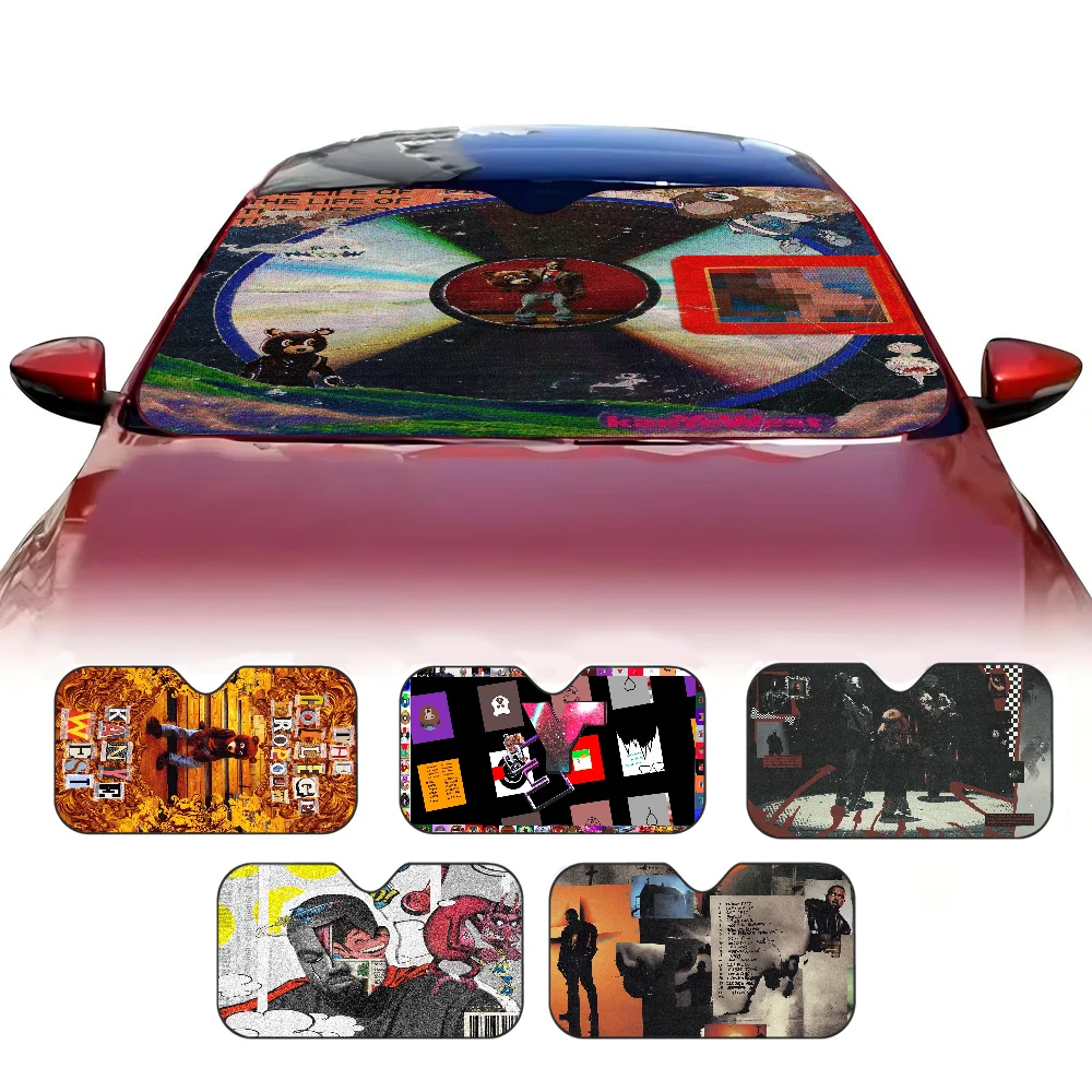 

Kanye Ye West Rapper Photo Car Windshield Sun Shade Car Sun Visor Protector Aluminum Foil 51.2 X 27.5 In