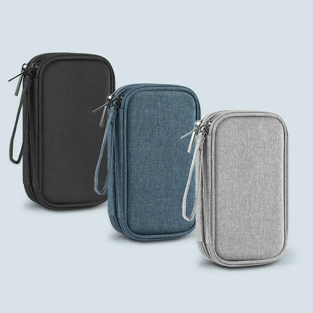 

Storage Bag Durable Impact Prevention Polyester Data Cable Charger Earphone Organizer Pouch for Home