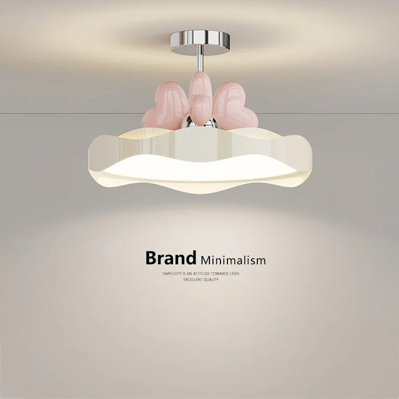 Modern Creamy Style Kids Room Pendant Lights for Girls Bedroom Study Homestay Eye Protection Minimalist Girlish Heart LED Lamps