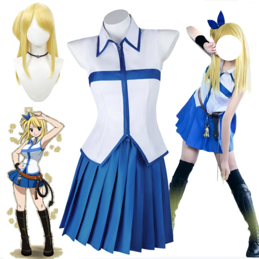 

Fairy Tail Lucy Idol Stage Outfit Cosplay Costume Set Dress Full Costume Adult Women Halloween Carnival Comic Con Party Outfit