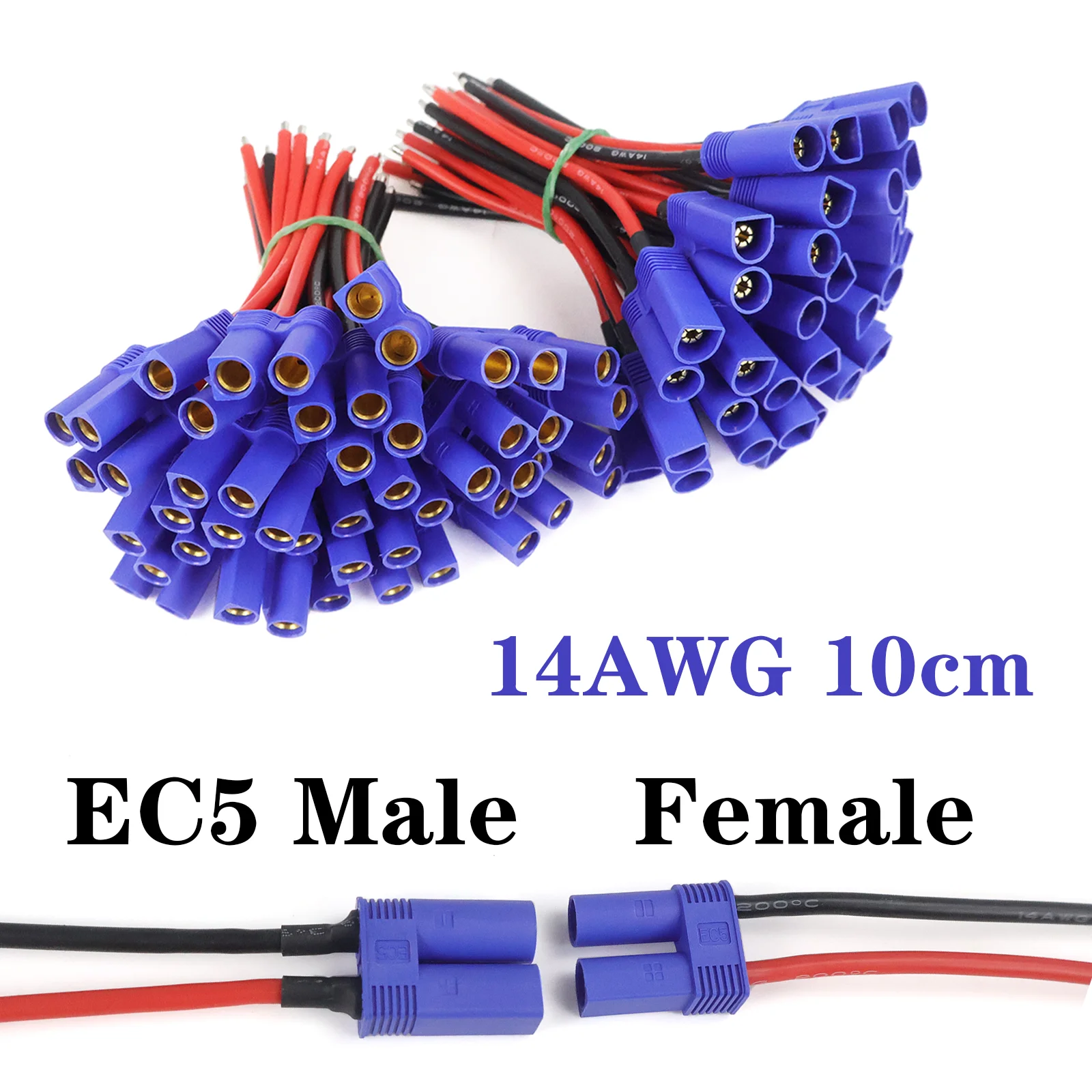 EC5 Male Female Bullet Connector Plug Pigtail Cable 15/30/50cm 10AWG Silicone Wire for RC Lipo Battery FPV Drone Car Boat Charge