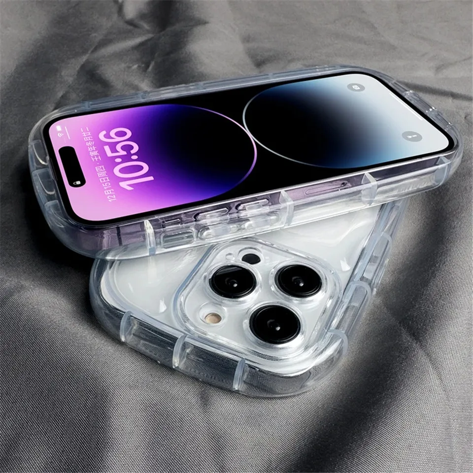 Oval Soap Transparent Airbag Shockproof Case for iPhone 11 12 13 Pro Max 14 X Xs Max Xr 7 8 6s Plus Lens Protection Soft Cover