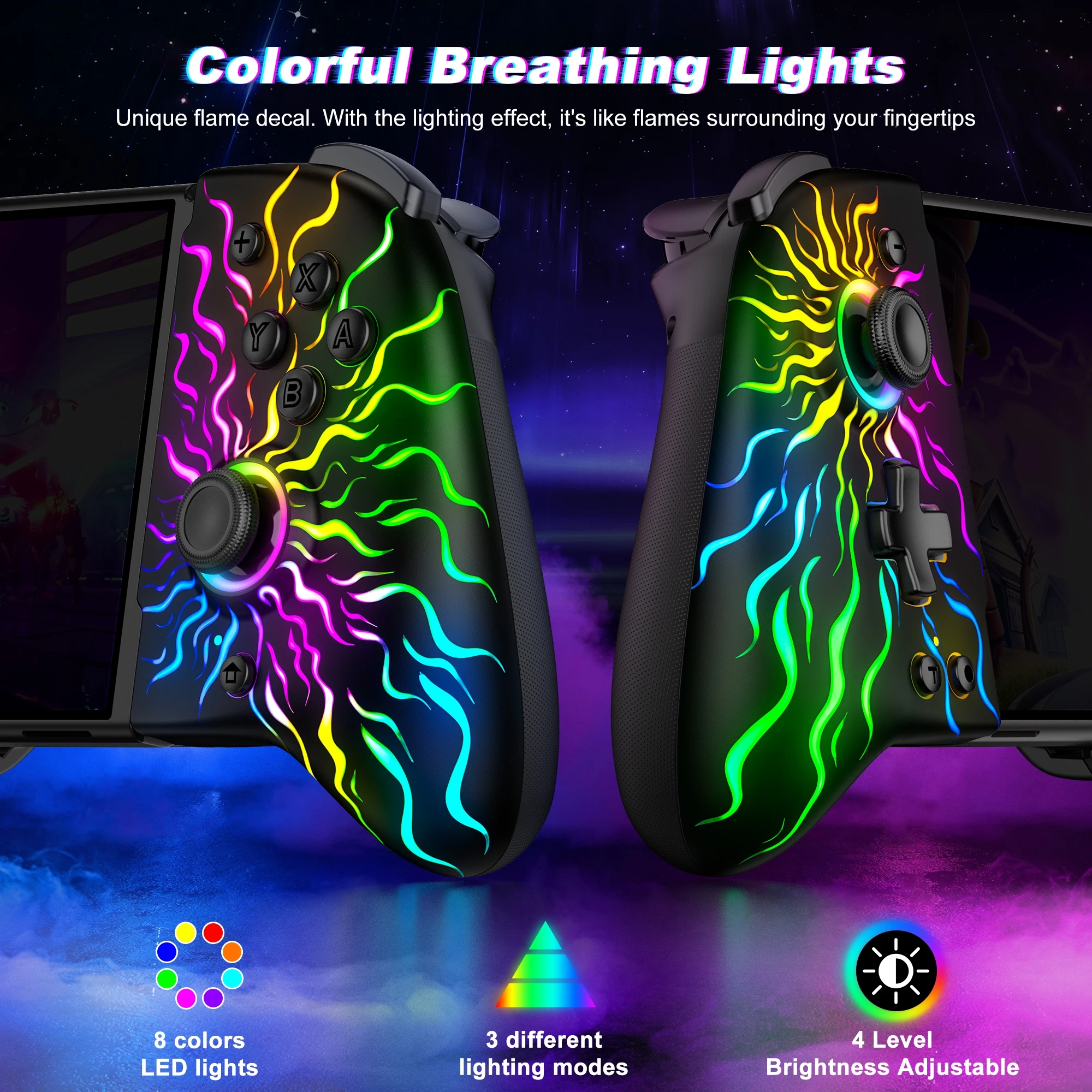 وحدة تحكم DinoFire لجهاز نينتندو سويتش/OLED Gamepads 6-Axis Gyro Design قبضة محمولة محرك مزدوج الاهتزاز Gamepad #3