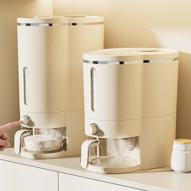 

Household Kitchen Rice Bucket Measuring Pressing Out Rice Sealed Insect-proo Moisture-proof and Storage Bucket with Cup