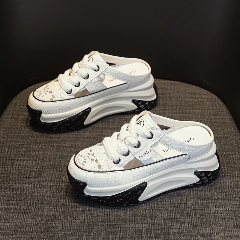 

Casual Thick Bottomed Slip-On Shoes Leather Upgraded Version Lightweight Dad Shoes Spring 2025 Style Inner Heightening Design