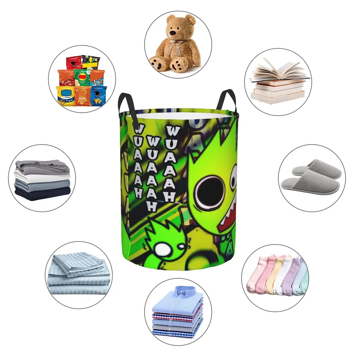 Laundry Collector Sprunki Cartoon Incredibox Game Foldable Laundry Basket Large Storage Children Washing Basket Home Organizer view 4