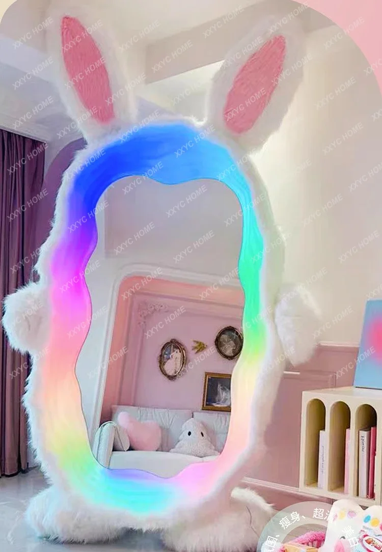 Rabbit Full Body Floor Mirror Wave Living Room Home Cartoon Light Fitting Cute Rabbit Dressing Kawaii Decor