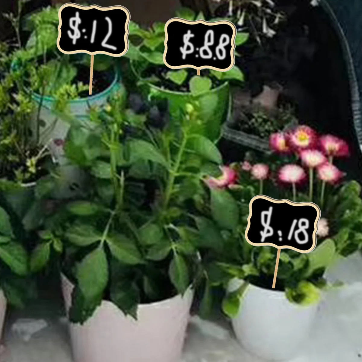 20 قطعة السبورة الصغيرة القبعات العالية علامات خشبية حديقة النبات العلامات حفل زفاف ديكور أسود صغير السبورة القبعات العالية #3