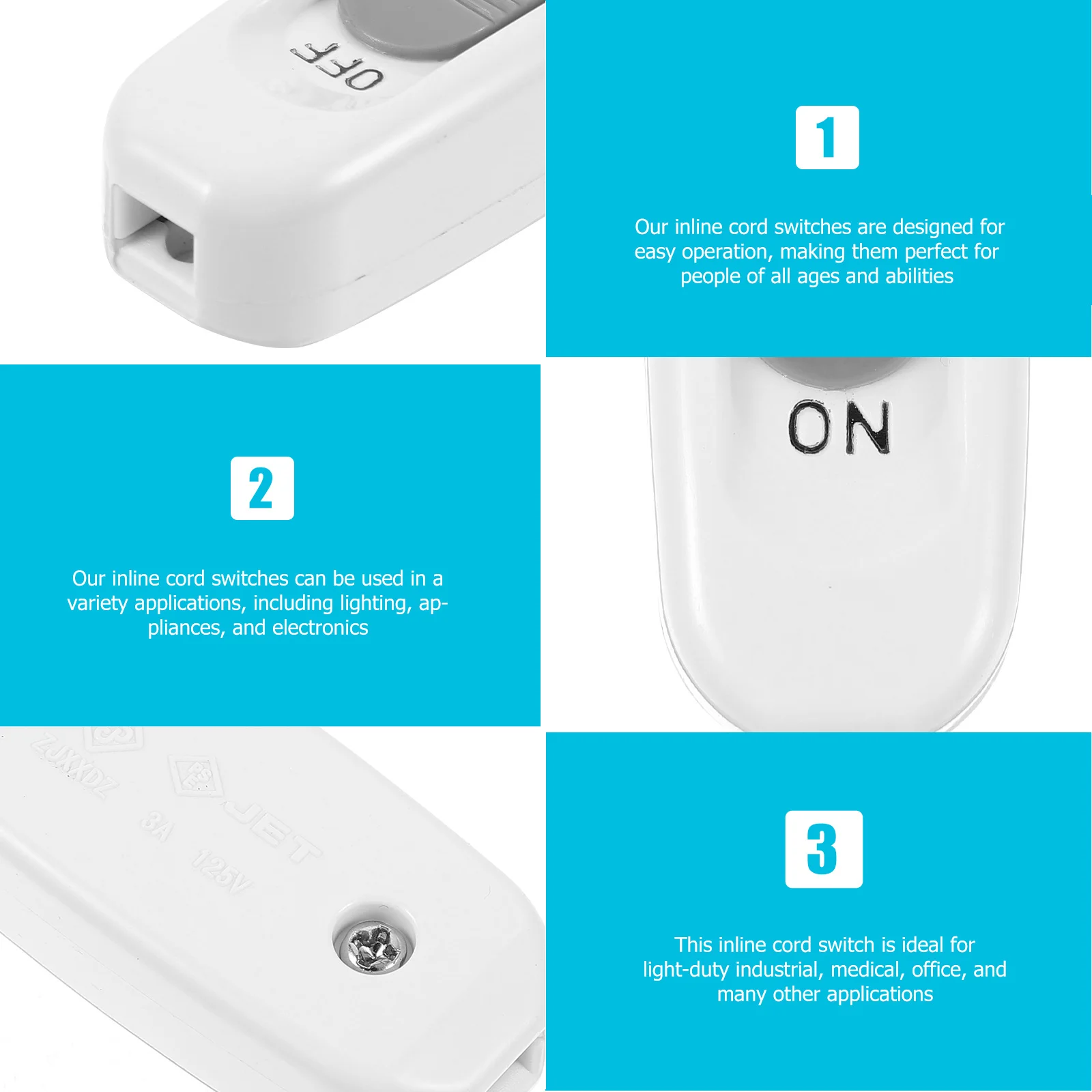 

Inline Cord Switch Double Silver Contact Pulling Type 3A 125V Appliance Cord Replacement Bedside Lamp Lamp Control Power on Off