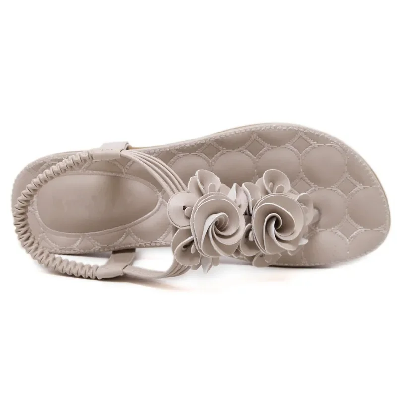 BEYARNE New Women Summer Casual Bohemia Flat Sandals Shoes Woman Flower Flip flop Sweet Beach Sandals Shoes Size 35-41