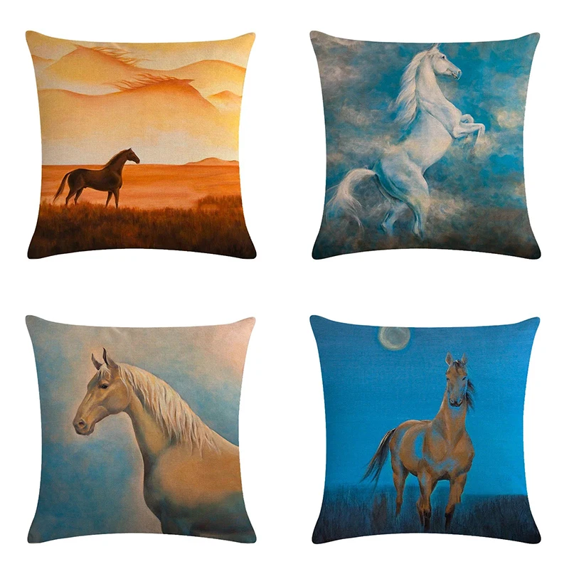 Horse pattern pillowcase home decoration bedroom room office seat living room sofa cushion cover 40x40 45x45 50x50 60x60cm