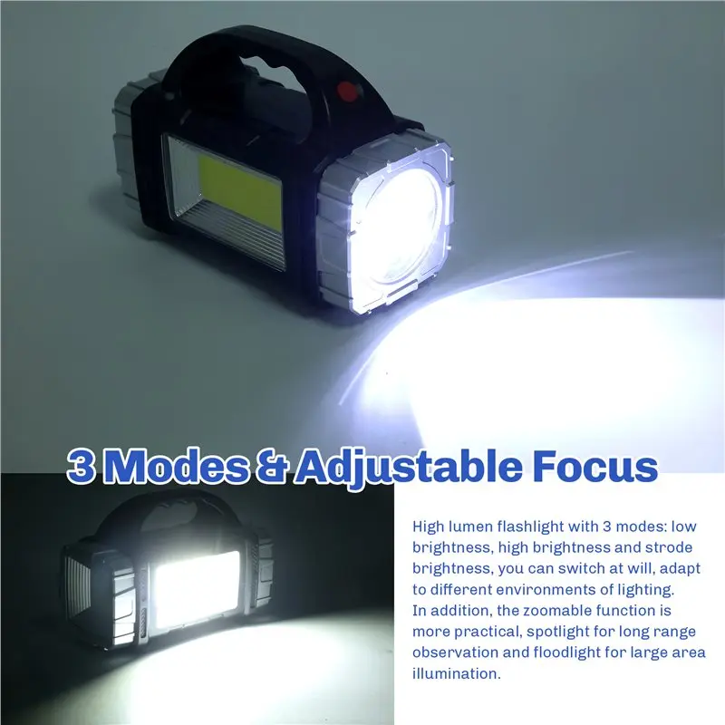 【Supernew】Portable Solar Energy Flashlight USB Rechargeable Waterproof Handheld Lantern For Outdoor Camping Hiking