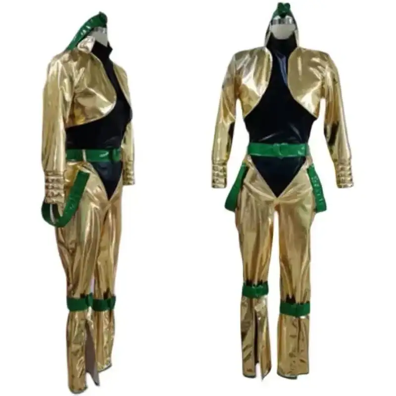 

Anime Bizarre Adventure Movie Dio Brando Cosplay Costume Gold Patent Leather Women Men Halloween Outfits